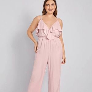 Pink ruffle jumpSuit.